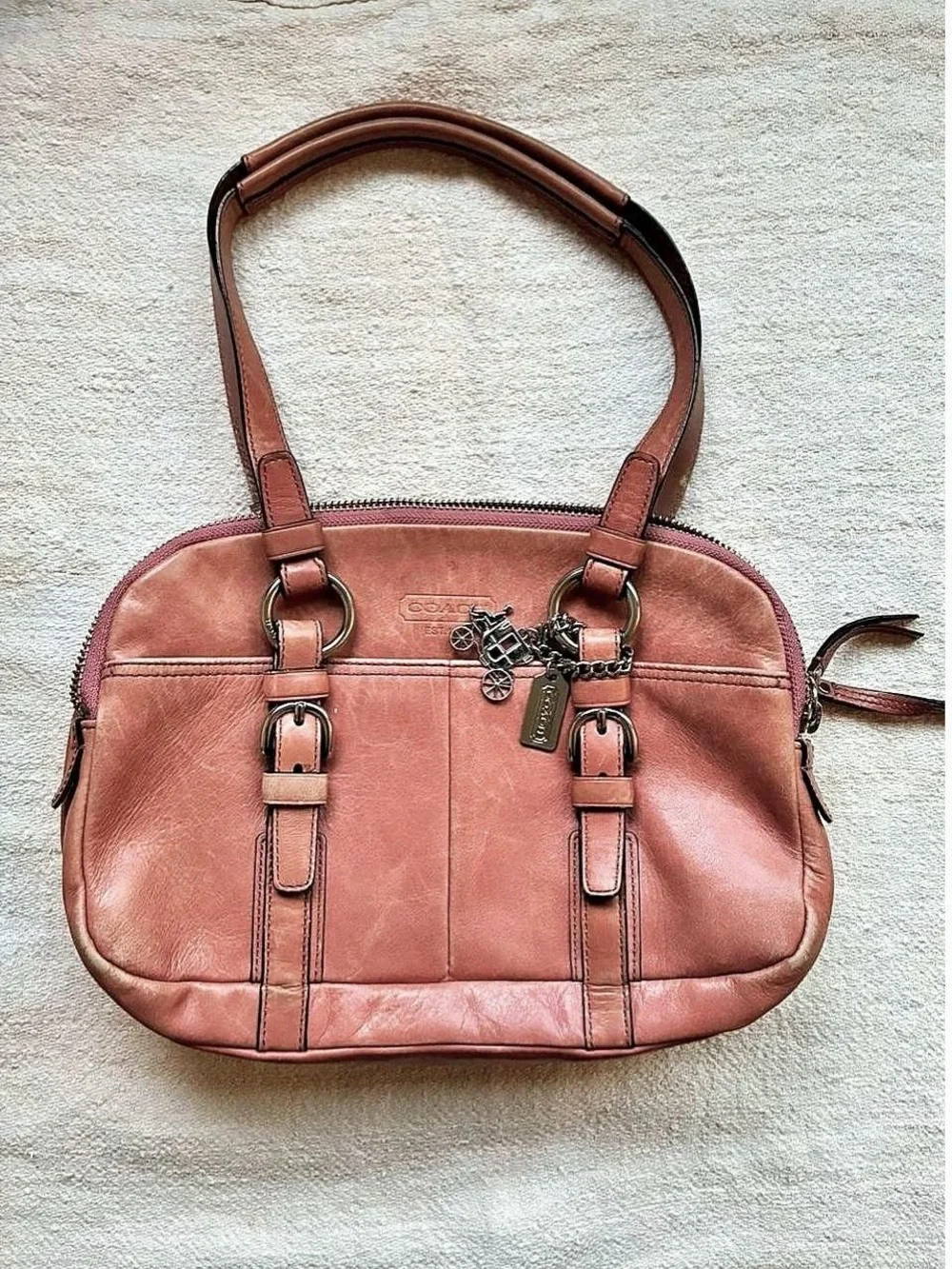 Coach Pink Leather Shoulder Bag